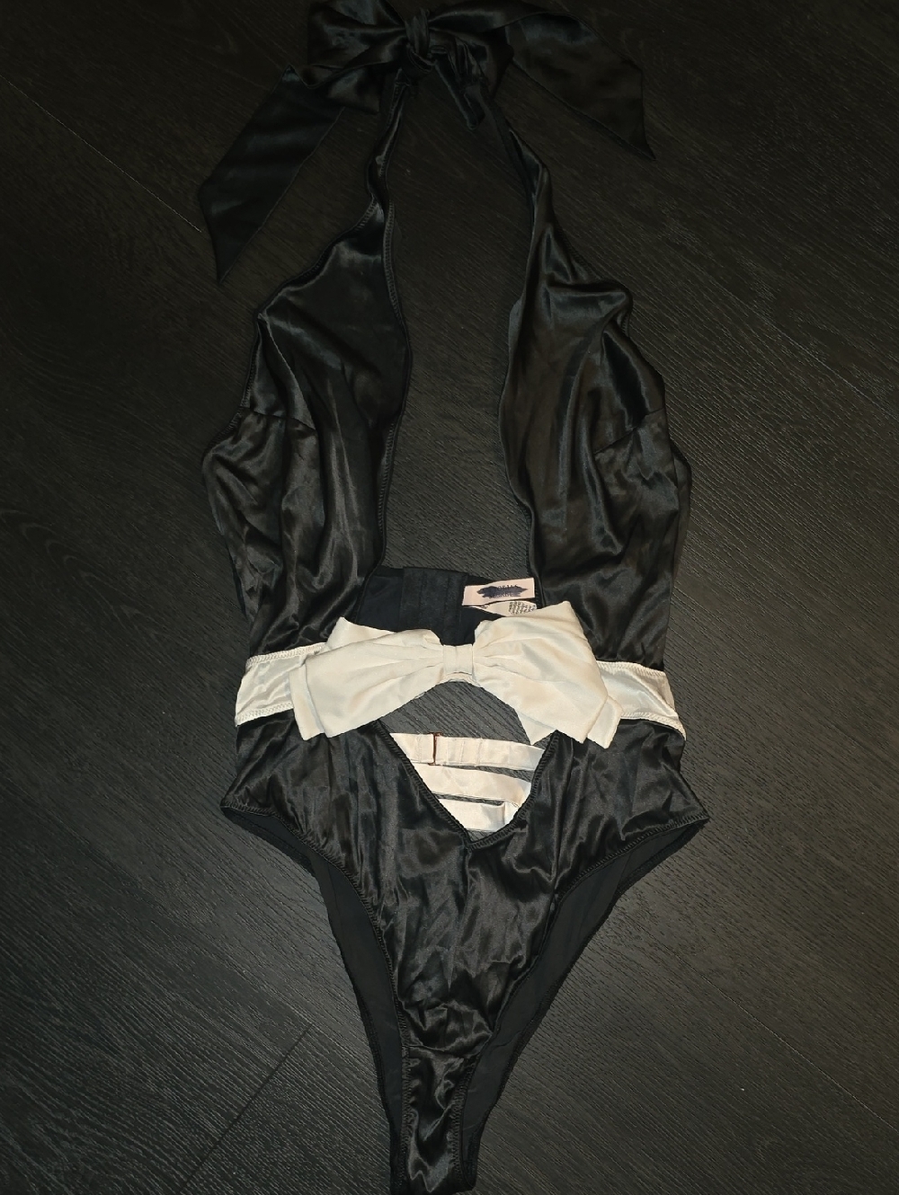 Victoria's Secret Black and White Candy Canes Dream Bodysuit